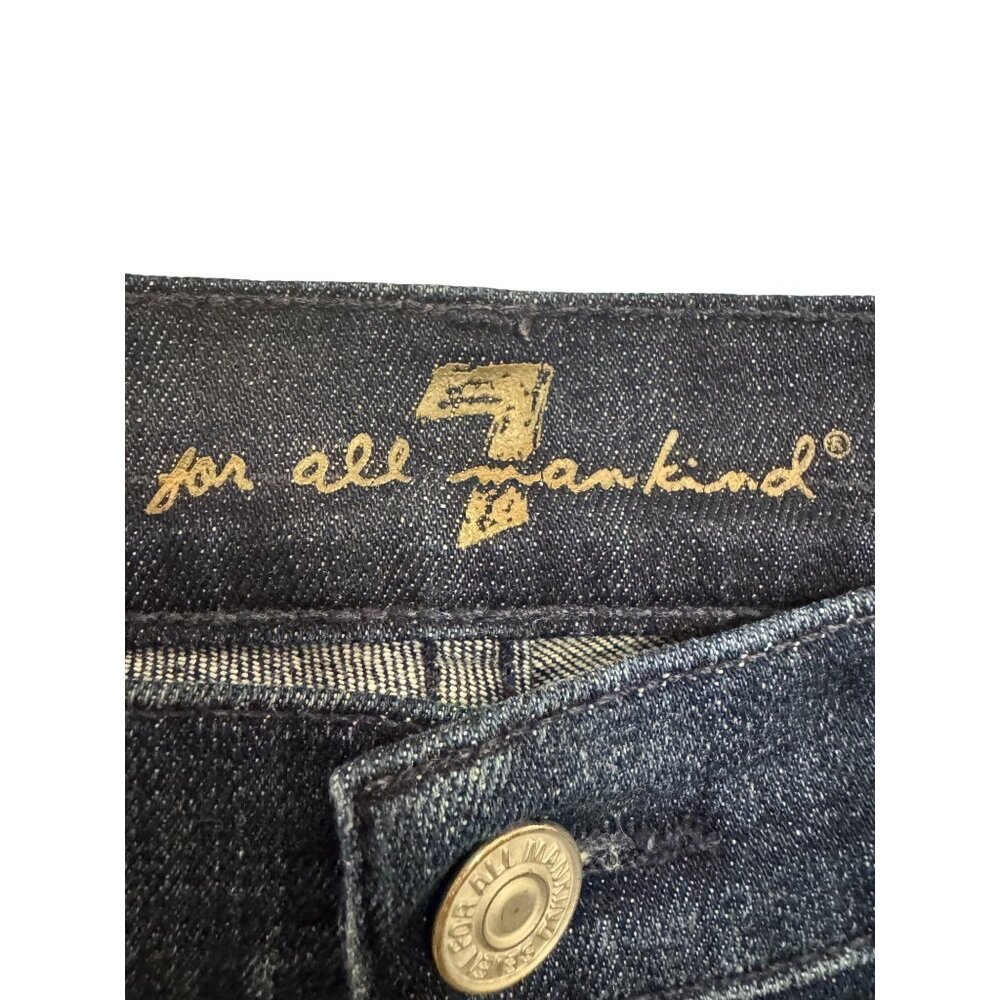 7 For All Mankind Womens Crop Jeans Size 28 Dark Wash Denim USA Made - Picture 3 of 8
